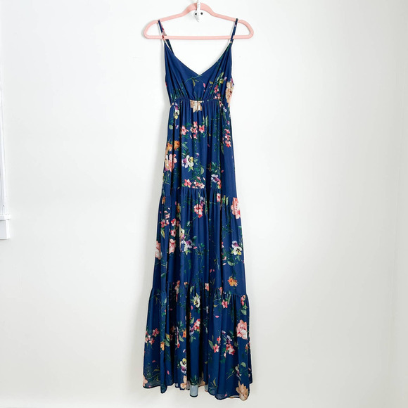 Yumi Kim Blue Darling Floral Tiered Maxi Dress sz Small - Picture 8 of 14